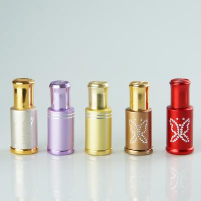 China Mini cute personal care 3ml perfume oil roll on empty packing bottle aluminum buttfly packing bottle manufacturer Middle East for sale