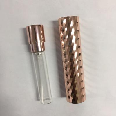 China 8ml 10ml 2020 Latest Cosmetic Design Luxury High End Embossed Material Refillable Surface Perfume Spray Bottle Metal Perfume Atomizer for sale