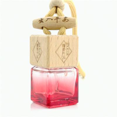 China Household RTS Ready In Stock Car Cube Most Popular Custom Empty Hanging Glass Perfume Bottle for sale