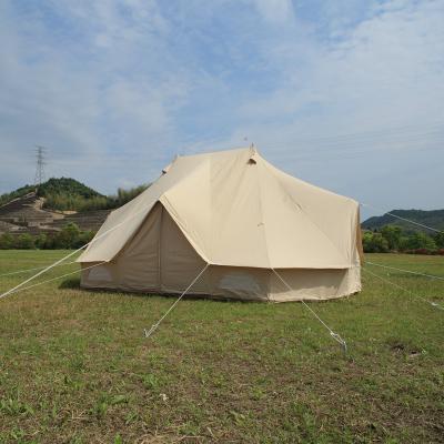 China Straight Tie Type 6x4M Family Twin Poles Canvas Emperor Bell Tents For Sale for sale