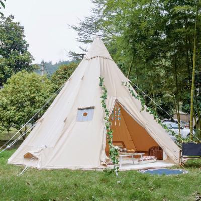 China Straight tie type luxury tipi teepee glampingoutdoor tent cotton canvas indian camping wedding party pyramid tents for sale