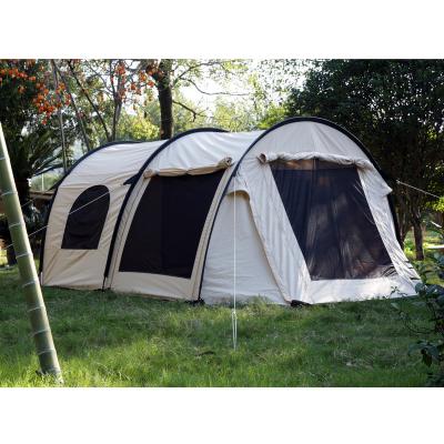 China Straight Tying Type Outdoor Camping Tent Poly Cotton Mosquito Net Tent Waterproof Tunnel Awning Family 4 Season Tents for sale