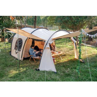 China New Design 5x2.5 Cotton Canvas Tunnel Family Tent Outdoor Waterproof Straight Tying Type Double Layers Big Tents Camping for sale