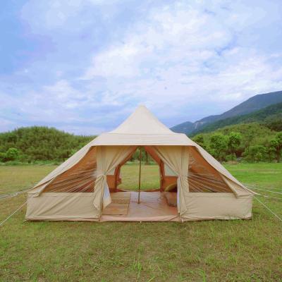 China OEM Durable High Quality Double Door Cotton Canvas Tuareg Bell Tent Glamping Outdoor Camping Tent 6 Person Family for sale