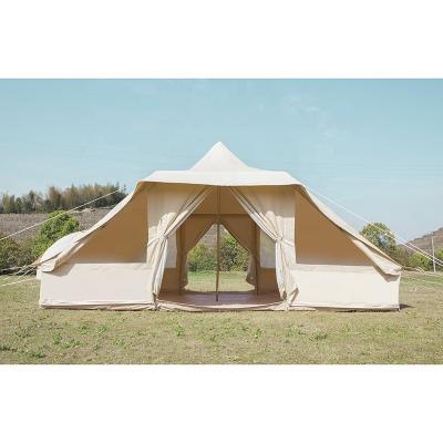 China Straight tie type large glamping tent luxury family outdoors touareg bell tents cotton canvas tent-camping familia for sale for sale