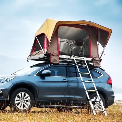 China Straight Tying Type Aluminum Car Roof Top Tent For Cars Waterproof Soft Shell Roof Top 2 Person Car Tent Outdoor Camping for sale