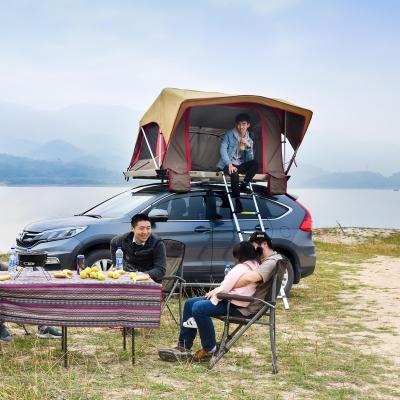 China Straight Tying Type Collapsible Auto Small Car Setup Tent On Car Top Camping 4 Season Roof Top Tent Soft Car Top Tents for sale