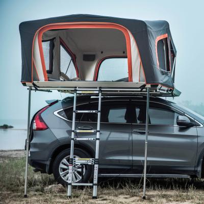 China Straight Tying Type Folding Camping Tent Manually Folding Top Aluminum Car Roof Top Hard Shell Tent 4 Person for sale