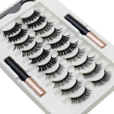 China wholesale thick magnetic 3d eyelashes 10 pairs magnetic eyeliner and magnetic eyelash for sale