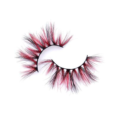 China Factory Direct Sales 25mm Colored Mink 3D Crisscross Messy Criss Cross False Glare Eyelashes Handmade In One Pair In Stock for sale