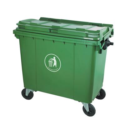 China Factory Stored Outdoor Plastic Garbage Waste Bin Garbage Bin Green 660l for sale