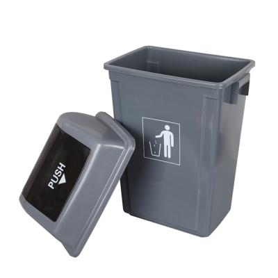 China 13 Gallon Plastic Black Gray Stocked 50 Liter Trash Bin With Swing Lid For Office for sale