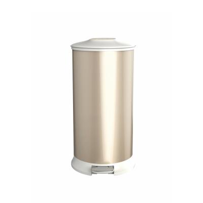 China Custom Stocked Hotel Gold 40l Semi Round Plastic Trash Can With Foot Pedal for sale