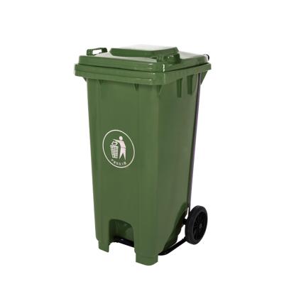 China 120 Liter HDPE Wheelie Stored Outdoor Portable Trash Can For Recycling Rubbish For Parks With Foot Pedal for sale