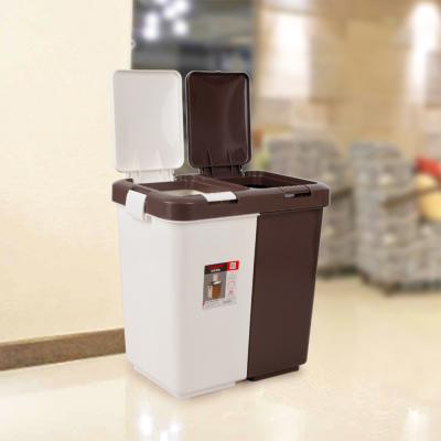 China Stored Wet And Dry Double Layer Classified 10l Skinny Bin With Handle for sale