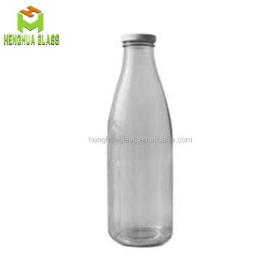 China High Quality 32oz 1000ml 1L Beverage Clear Beverage Milk Juice Beverage Glass Bottle With Lid for sale