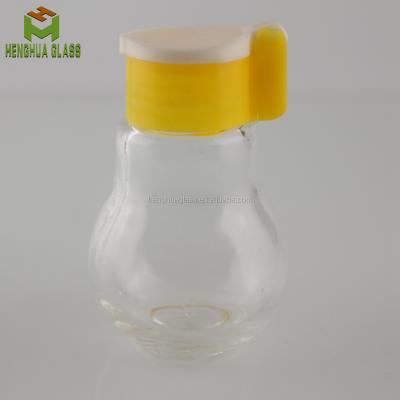 China Hot Sale Mini 2oz 50ml Spice Bottle Spice Bulb Shape Salt And Pepper Glass Glass Bottle With Plastic Lid for sale