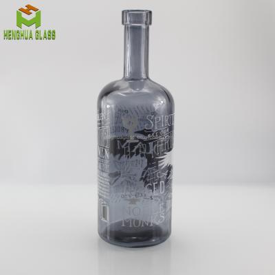 China Cheap Custom Vodka 750ml Glass Vodka Bottle Round Liquor Bottle Spirit Glass Bottle for sale