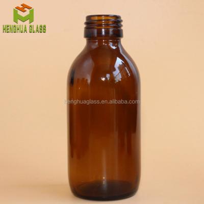 China Syrup in 100ml 3.33oz stock round amber syrup glass bottle for oral liquid glass bottle with screw lid for sale