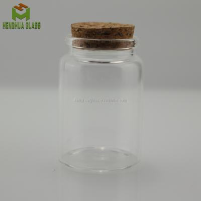 China CANDY In Stock 90ml 3oz High Borosilicate Glass Food Storage Jar Bottle With Cork Lid for sale