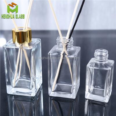 China High Quality Clear Square Reed Diffuser 40ml 80ml 100ml 200ml Aromather Glass Bottles Essential Oil Tubular Bottles for sale