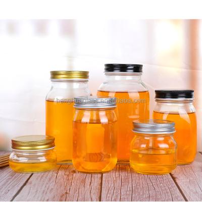 China Empty Mason Jars Square Jam Canning 150ml 250ml 350ml 500ml 750ml 1000ml Glass Jam Jars Honey Food Storage Jar With Metal Lid for sale