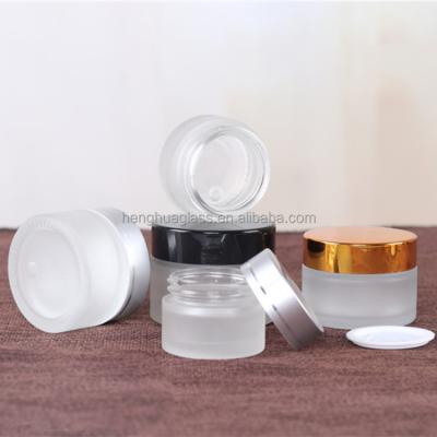 China Cream Frosted Glass Cosmetic Cream Jars 5g 10g 15g 20g 30g 50g 100g Container Packaging Jar With Cap Wholesale for sale