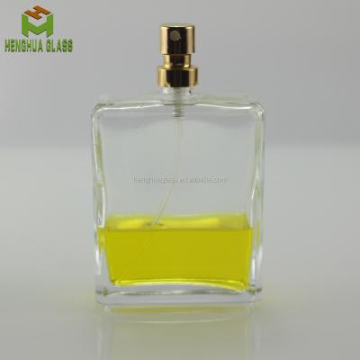 China Wholesale 10cl Perfume Square 100ml Spray Glass Perfume Bottle Custom Clear Flat Perfume Glass Bottle for sale