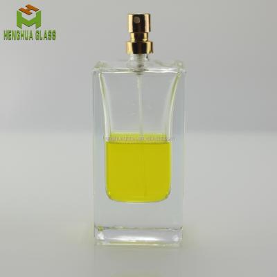 China Perfume Custom Square 100ml Square Perfume Bottle 10cl Flat Glass Perfume Bottle With Pump Spray for sale