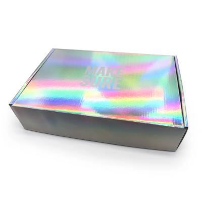 China Custom Foldable Shiny Hologram Rainbow Color Packaging Paper Box Packaging Paper Box for sale