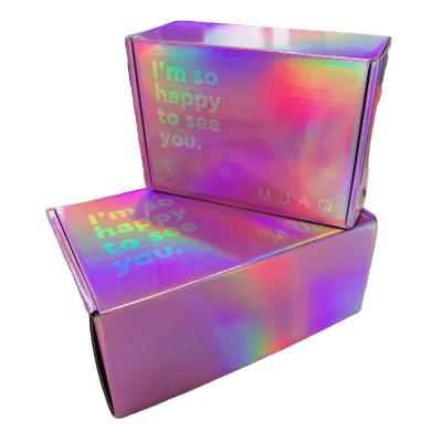 China Recyclable Custom Logo Holographic Paper Mailing Boxes Packaging Corrugated Gift Courier Shipping Boxes Box for sale