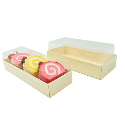 China Disposable Customizable Veneer Wooden Biodegradable Cheesecake Window Birthday Rectangular Transparent Clear Cake Box for sale