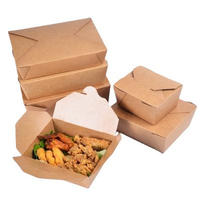 China Biodegradable Compostable Kraft Tableware Fast Food Paper Take Out Food Packaging Lunch Box for sale