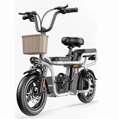 China Parent-child Steel Electric Bicycle Mother-child Mini Women's Small Power Lithium Battery Three-person Walking Electric Vehicl for sale