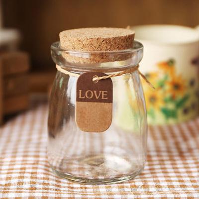 China 100ml 200ml Small Wooden Content Food Pudding Storage Jar Cork Paper Label And Customizable for sale