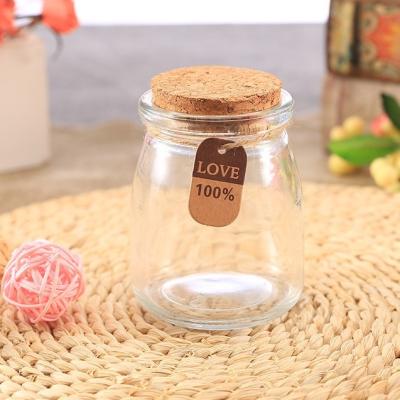 China Food Ready To Ship 100ml 200ml Wooden Content Small Storage Jar Cork Paper Label And Customizable for sale