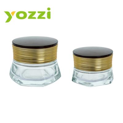 China 00392 Series 30g 50g Gorgeous Cream Glass Cosmetic Jar Cap Cosmetic Cream Jar for sale