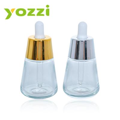 China Press Pump Button Dropper Glass Bottle Cosmetic Clear Frosted Frosted Cosmetic Bottle With Pipette for sale