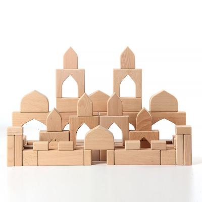 China Construction Toy Wooden Montessori Material Blocks Set Building Block Natural Colorful Wooden Toys 14 Different Shapes Great Gift For Kids for sale