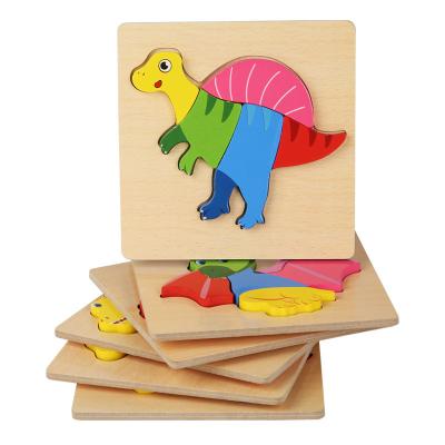 China Toy Wooden Animal Puzzles Toddler Toys Educational Developmental Gift with 6 Animals Baby Montessori Material Toys for sale