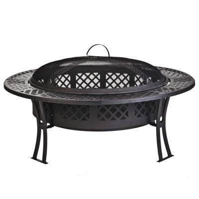 China Outdoor Garden leisure party New steel table fire pit with screen and cover for sale