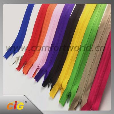 China Messing/Aluminium/Plastiek/Derlin/de Nylon Onzichtbare Lange Ketting van de Ritssluitingsschuif Te koop