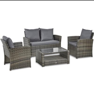 China 4 Pieces Outdoor Patio Furniture Sets Rattan Chair Wicker Conversation Sofa Set for sale