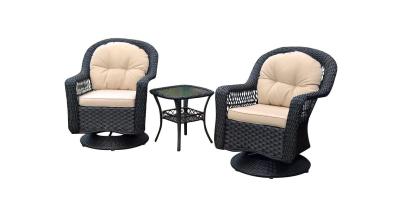 China Patio Swivel Chair Biloxi 3 Pc Bistro Set Espresso Wicker for sale