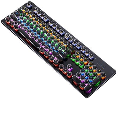 China Anti-ghosting Punk Retro Mechanical Keyboard Brown Shaft Black Switch 104 Cyan Keys USB Wired Backlit RGB Gaming Keyboards For PC Laptop Gamers for sale