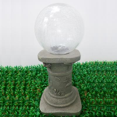 China Garden Polyresin Statue Pillar Decoration Solar Garden Light Outdoor Solar Light Garden Ball Light for sale