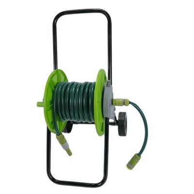 China Wholesale Adjustable Garden Irrigation Metal Hose Reel Hose Reel Traditional Hose Reel Cart Two Wheels for sale