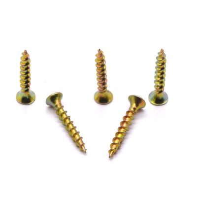 China Used on wooden board and wooden furniture. Wholesale Flat Head Yellow Zinc Chipboard Self Tapping Screw for sale