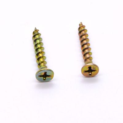 China Yellow Zinc Pozi Flat Professional Drive Maker Double Flat Head Wood Use MDF Chipboard Screws for sale