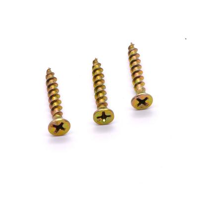 China Used on wooden board and wooden furniture. Yellow Pozi Drive Double Flat Head Zinc Wood Use MDF Chipboard Screws for sale